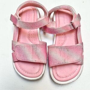 Harper Canyon Glittery Velcro Sandals Girls Toddler Pink Size 11 EUC